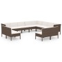 Set muebles de jardín 12 pzas y cojines ratán sintético marrón de vidaXL, Conjuntos de jardín - Ref: Foro24-3094483, Precio: ...