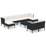 Set muebles de jardín 10 pzas y cojines ratán sintético negro de vidaXL, Conjuntos de jardín - Ref: Foro24-3094576, Precio: 7...