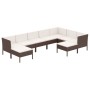 Set muebles de jardín 9 pzas y cojines ratán sintético marrón de vidaXL, Conjuntos de jardín - Ref: Foro24-3094431, Precio: 8...