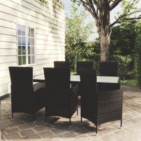 Garten-Essgruppe 7-teilig aus schwarzem synthetischem Rattan von vidaXL, Gartensets - Ref: Foro24-3094869, Preis: 494,99 €, R...