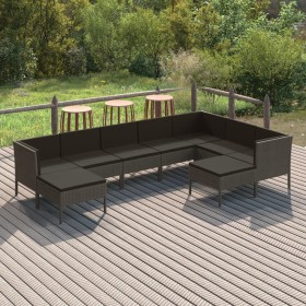 9-teiliges Gartenmöbel-Set und graue synthetische Rattankissen von vidaXL, Gartensets - Ref: Foro24-3094434, Preis: 784,99 €,...