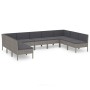 Set de muebles de jardín 9 pzas y cojines ratán sintético gris de vidaXL, Conjuntos de jardín - Ref: Foro24-3094598, Precio: ...