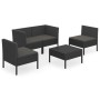 Set de muebles de jardín 5 pzas y cojines ratán sintético negro de vidaXL, Conjuntos de jardín - Ref: Foro24-3094341, Precio:...