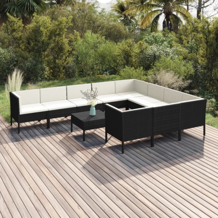 Gartenmöbel-Set 11-teilig, schwarze Kissen aus synthetischem Rattan von vidaXL, Gartensets - Ref: Foro24-3094492, Preis: 896,...