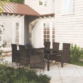 7-piece black synthetic rattan garden dining set by vidaXL, Garden sets - Ref: Foro24-3094853, Price: 480,94 €, Discount: %