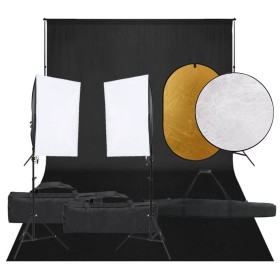 Fotostudio-Set mit Lichtset, Hintergrund und Reflektor von vidaXL, Blitze und Studiobeleuchtung - Ref: Foro24-3094759, Preis:...