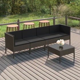 5-teiliges Gartenmöbel-Set und graue synthetische Rattankissen von vidaXL, Gartensets - Ref: Foro24-3094338, Preis: 367,28 €,...