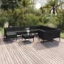 Set muebles de jardín 11 pzas y cojines ratán sintético negro de vidaXL, Conjuntos de jardín - Ref: Foro24-3094505, Precio: 7...