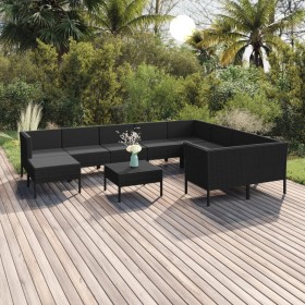 Gartenmöbel-Set 11-teilig und schwarze synthetische Rattankissen von vidaXL, Gartensets - Ref: Foro24-3094505, Preis: 708,99 ...