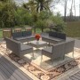 Set de muebles de jardín 9 pzas y cojines ratán sintético gris de vidaXL, Conjuntos de jardín - Ref: Foro24-3094318, Precio: ...