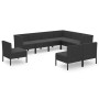 Set de muebles de jardín 9 pzas cojines ratán sintético negro de vidaXL, Conjuntos de jardín - Ref: Foro24-3094449, Precio: 6...