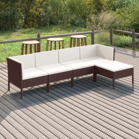 5-teiliges Gartenmöbel-Set und braune Kissen aus synthetischem Rattan von vidaXL, Gartensets - Ref: Foro24-3094379, Preis: 36...