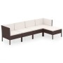 Set muebles de jardín 5 pzas y cojines ratán sintético marrón de vidaXL, Conjuntos de jardín - Ref: Foro24-3094379, Precio: 3...