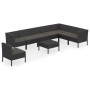 Set de muebles de jardín 9 pzas y cojines ratán sintético negro de vidaXL, Conjuntos de jardín - Ref: Foro24-3094445, Precio:...