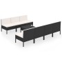 Set de muebles de jardín 8 pzas y cojines ratán sintético negro de vidaXL, Conjuntos de jardín - Ref: Foro24-3094328, Precio:...