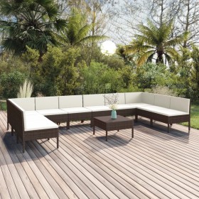 Gartenmöbel-Set 11-teilig und braune synthetische Rattankissen von vidaXL, Gartensets - Ref: Foro24-3094599, Preis: 864,52 €,...