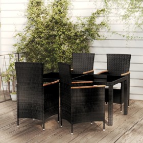 5-piece garden dining set with black PE rattan cushions by vidaXL, Garden sets - Ref: Foro24-3094927, Price: 388,29 €, Discou...