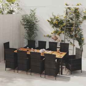 Garten Esszimmer Set 11 Stück und Kissen schwarz synthetischen Rattan von vidaXL, Gartensets - Ref: Foro24-3094864, Preis: 87...