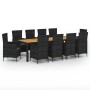 Set comedor de jardín 11 piezas y cojines ratán sintético negro de vidaXL, Conjuntos de jardín - Ref: Foro24-3094864, Precio:...