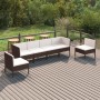 Set muebles de jardín 6 pzas y cojines ratán sintético marrón de vidaXL, Conjuntos de jardín - Ref: Foro24-3094347, Precio: 5...