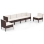 Set muebles de jardín 6 pzas y cojines ratán sintético marrón de vidaXL, Conjuntos de jardín - Ref: Foro24-3094347, Precio: 4...