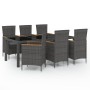 Set de comedor jardín 7 pzas cojines ratán sintético negro gris de vidaXL, Conjuntos de jardín - Ref: Foro24-3094937, Precio:...