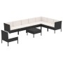 Set de muebles de jardín 9 pzas y cojines ratán sintético negro de vidaXL, Conjuntos de jardín - Ref: Foro24-3094444, Precio:...