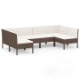 Set muebles de jardín 6 pzas y cojines ratán sintético marrón de vidaXL, Conjuntos de jardín - Ref: Foro24-3094587, Precio: 5...