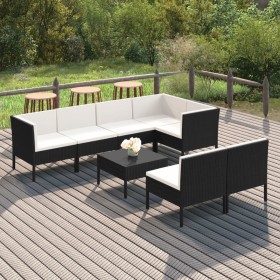 8-teiliges Gartenmöbel-Set und schwarze synthetische Rattankissen von vidaXL, Gartensets - Ref: Foro24-3094392, Preis: 603,99...