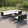 Set de muebles de jardín 8 pzas y cojines ratán sintético negro de vidaXL, Conjuntos de jardín - Ref: Foro24-3094392, Precio:...