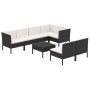 Set de muebles de jardín 8 pzas y cojines ratán sintético negro de vidaXL, Conjuntos de jardín - Ref: Foro24-3094392, Precio:...