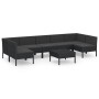 Set de muebles de jardín 8 pzas y cojines ratán sintético negro de vidaXL, Conjuntos de jardín - Ref: Foro24-3094593, Precio:...