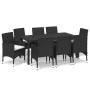 Set de muebles de jardín 9 pzas y cojines ratán sintético negro de vidaXL, Conjuntos de jardín - Ref: Foro24-3095014, Precio:...