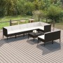 Set de muebles de jardín 9 pzas y cojines ratán sintético negro de vidaXL, Conjuntos de jardín - Ref: Foro24-3094396, Precio:...