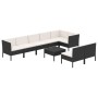 Set de muebles de jardín 9 pzas y cojines ratán sintético negro de vidaXL, Conjuntos de jardín - Ref: Foro24-3094396, Precio:...