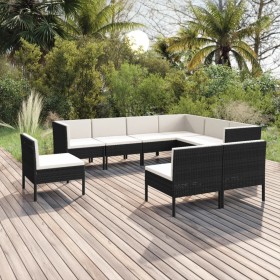 Gartenmöbel-Set 9-teilig mit schwarzen synthetischen Rattankissen von vidaXL, Gartensets - Ref: Foro24-3094448, Preis: 683,63...