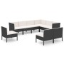 Set de muebles de jardín 9 pzas cojines ratán sintético negro de vidaXL, Conjuntos de jardín - Ref: Foro24-3094448, Precio: 6...