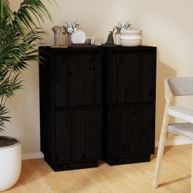 Aparador 2 uds madera maciza de pino negro 31,5x34x75 cm de vidaXL, Aparadores - Ref: Foro24-813389, Precio: 77,99 €, Descuen...