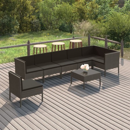 8-piece garden furniture set and gray synthetic rattan cushions by vidaXL, Garden sets - Ref: Foro24-3094390, Price: 687,18 €...