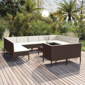 Garden furniture set 12 pieces and brown synthetic rattan cushions by vidaXL, Garden sets - Ref: Foro24-3094619, Price: 953,6...