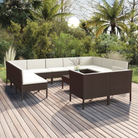 Garden furniture set 12 pieces and brown synthetic rattan cushions by vidaXL, Garden sets - Ref: Foro24-3094619, Price: 889,7...