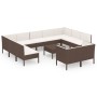 Set muebles de jardín 12 pzas y cojines ratán sintético marrón de vidaXL, Conjuntos de jardín - Ref: Foro24-3094619, Precio: ...