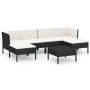 Set de muebles de jardín 7 pzas cojines ratán sintético negro de vidaXL, Conjuntos de jardín - Ref: Foro24-3094536, Precio: 5...