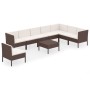 Set muebles de jardín 9 pzas y cojines ratán sintético marrón de vidaXL, Conjuntos de jardín - Ref: Foro24-3094443, Precio: 7...