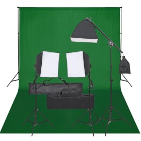 Fotostudio-Set mit Beleuchtungsset und Hintergrund von vidaXL, Blitze und Studiobeleuchtung - Ref: Foro24-3094682, Preis: 209...