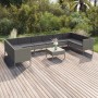 11-teiliges Gartenmöbel-Set und graue synthetische Rattankissen von vidaXL, Gartensets - Ref: Foro24-3094634, Preis: 899,04 €...