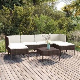 Garden furniture set 7 pieces and brown synthetic rattan cushions by vidaXL, Garden sets - Ref: Foro24-3094535, Price: 515,99...