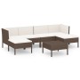 Set muebles de jardín 7 pzas y cojines ratán sintético marrón de vidaXL, Conjuntos de jardín - Ref: Foro24-3094535, Precio: 5...