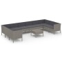 Set de muebles de jardín 11 pzas y cojines ratán sintético gris de vidaXL, Conjuntos de jardín - Ref: Foro24-3094634, Precio:...