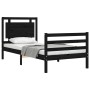 Bed frame with black solid wood headboard 90x200 cm by vidaXL, Beds and slatted bases - Ref: Foro24-3194040, Price: 125,13 €,...